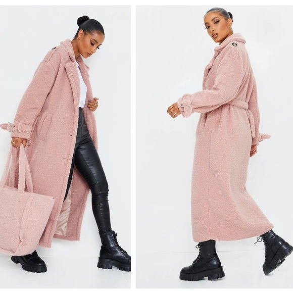 PrettyLittleThing Jackets & Blazers - Rose Borg Oversized Belted Coat